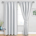 JIUZHEN Blackout Curtains for Bedroom - 60 Inch Extra Wide Thermal Insulated Room Darkening Privacy Soundproof Curtains for Living Room, Set of 2 Panels with Tiebacks, 60 x 84 inches, Greyish White