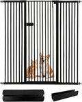 Lumizone Extra Tall Cat Gate 61.02" High Pressure Mounted Extra Wide 2025 New (17 Sizes) 1.37" Gap No Drilling Auto-Close One-Handed Operation Tall Pet Gate for Dogs(Black, 61.02" H x 29.92"-59.44" W)