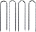 16 Inch Heavy Duty Trampoline Stakes, U Shaped Rebar Ground Anchors for High Wind, 3/8" Thick Steel U Shaped Stakes for Trampoline, Tent, Canopy, Swing Set, Playground & Bounce House, 4 Pack