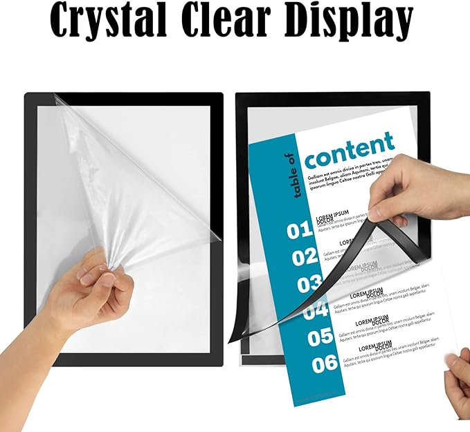 3Pcs Self Adhesive Magnetic Sign Holder 8.5 x 11 inches,Wall Mount Plastic Display Frame,Adhesive Magnetic Framed Paper Document Sign Holder for Home Office Store,Black