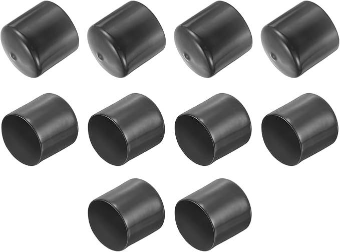 uxcell 10pcs Rubber End Caps 45mm(1 3/4") ID Vinyl Round End Cap Cover Screw Thread Protector Dark Grey