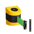 Crowd Control Warehouse - CCW Series WMB-220 Magnetic Wall Mount Retractable Belt Barrier - 15 Foot, Green Belt with Yellow ABS Case