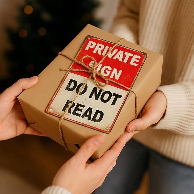 Private Sign Do Not Read Oops Too Lates Funny Tin Metal Sign 12x8 Inch - Retro Vintage Wall Art Decor for Home or Garage (NOread)