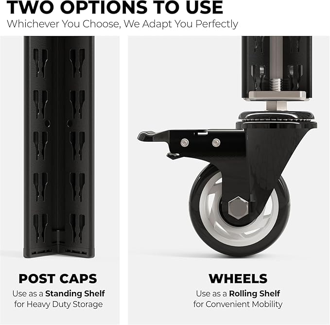HOMEDANT House 5-Tier Metal Rolling Cart Shelf Rack Casters Heavy Duty Laminated Wheel Shelving Unit Adjustable Utility Storage Shelves Organizer Shelf Kitchen Garage (3, (M) 36.2" W, Black)