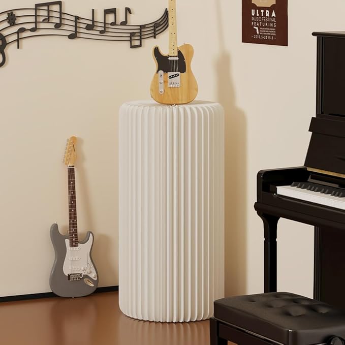 Cylinder Stands for Party,White Paper Display Stand,Reusable,Waterproof and Foldable Cylindrical Pedestal,Suitable for Event Scenes such as Parties and home Decoration,Bearing 660 Pounds