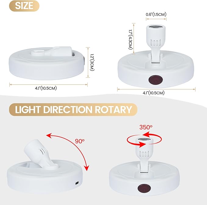 LED Spotlight, Rechargeable Battery Picture Lights, Uplighting Indoor, Spot Light with Remote, Plant Tree & Wall Art Display Dartboard Closet Spotlight-White