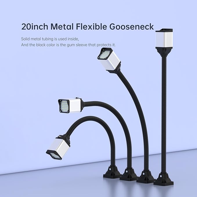 28LEDs Magnetic Light, 1320 Lumen 120v Flexible Gooseneck Work Light with Adjustable Magnetic Base for CNC MlilingDrill Press Sewing Machine Industrial Lighting, 12w