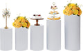 5Pcs Cylinder Pedestal Stands 20''/21.5''/23.5'' /29.5''/35.5'' Round Cylinder Pedestal Pillars Metal Pedestals Display Cake Cylinder Stand Dessert Display Pillars Dessert Stand for Party Decoration