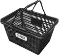 Stackable Plastic Shopping Baskets, Black, Easy-Grip Handles for Grocery, Retail, Liquor Stores, Home Use (Black, 2-pack)