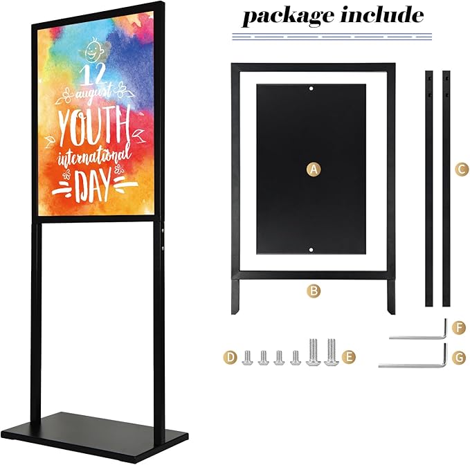 Sign Holder Stand, heavy Duty Pedestal poster for display,18×24 inch slide-in double sided banner poster floor sign holder for indoor Display (18×24)