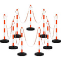 Amylove 9 Packs Traffic Delineator Post Cone with Base, Traffic Cones Safety Cones Caution Cones Plastic Stanchion Chain Safety Barriers with 6.6 Feet Link Chain and S Hooks for Parking Lot (Orange)