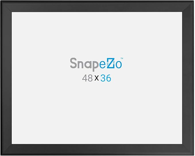 SnapeZo 2-Pack 36x48 Inches Black Poster Frames, Front-Loading Snap Frame, 1.7" Aluminum Profile, Wall Mounted