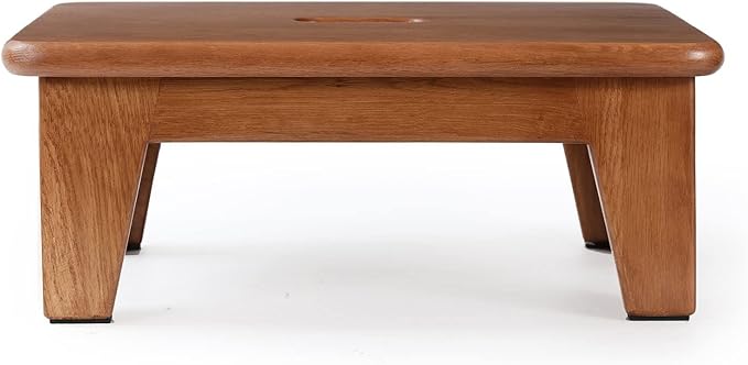CONSDAN Step Stool for Bed - USA Grown Oak, Wooden Stool for Adults and Seniors, 6.5" High, Non-Slip Mat, No Assembly Needed, Solid Wood, Chocolate Color