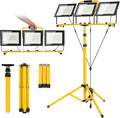 30000 Lumen Super Bright Portable Heavy Duty LED Work Light with Foldable Tripod Stand 16.4FT Cord, Waterproof 3 Head Adjustable 100W Large Job Site Lighting Worklight for Construction Workshop Garage