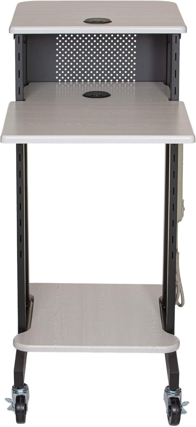 OEF Furnishings Presentation Cart and Stand, OEFPRC200, Steel Frame, Ivory Woodgrain