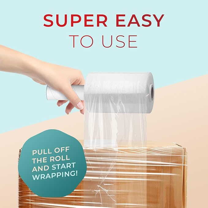 Shrink Wrap Roll for Moving | Stretch Wrap for Packing | Heavy Duty 12 Pack | 5" x 1000' FT - 80 Gauge Thick | Ideal for Furniture, Pallets | Clear