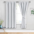JIUZHEN Curtains for Bedroom - Thermal Insulated Window Treatment Drapes, Room Darkening Rod Pocket Curtains for Living Room, Set of 2 Panels with Tiebacks, 38 x 63 Inch Length, Greyish White