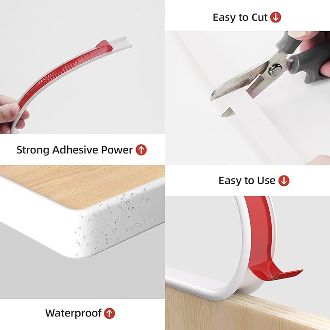 U-Shape Edge Banding, 0.7 inch x 20ft Edge TPE Self Adhesive Veneer Edging Trim Flexible Edge Protector, Strip for Countertop Cabinets Table Restoration Shelves, White