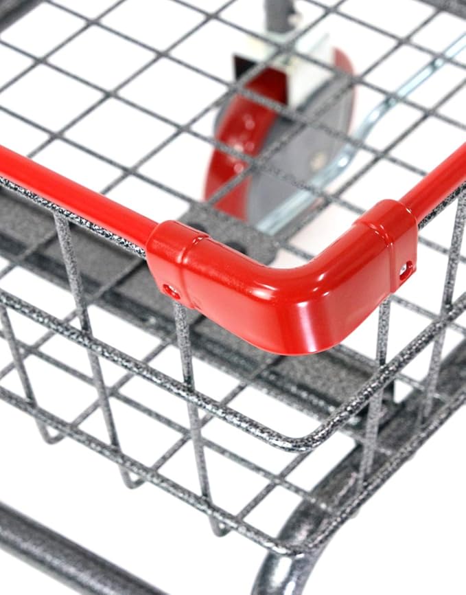 U HANDDLE Grocery & Laundry CART 1.5 Bushel (Gunpowder Metal) Red, Blue Trim (Red)