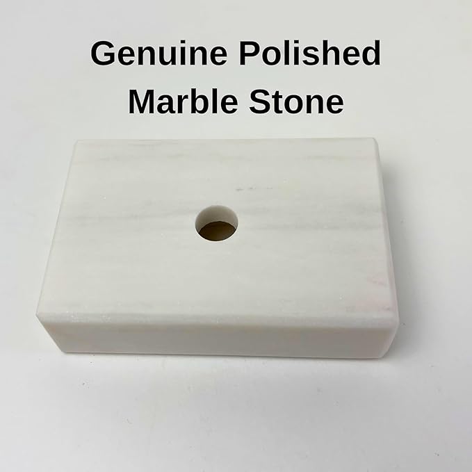 Genuine Marble Trophy Base – Polished Beveled Display Stand with Center Hole, 3/4" Thick, Multiple Sizes for Awards, Crafts & 3D Prints (White Marble, 2x3 inch)