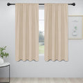 Easy-Going Rod Pocket Blackout Curtains for Bedroom, Room Darkening Window Curtains for Living Room, Thermal Insulated Noise Reduction Solid Window Drapes, 2 Panels(34x63 in, Beige)