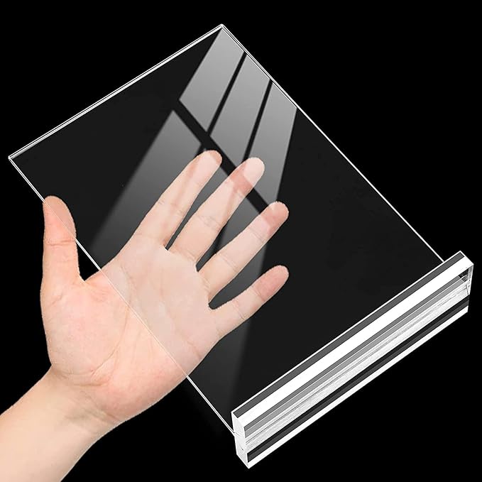 Acrylic Sign Holder 8.5x11 Inches 12 Pack T Shape Desktop Display Stand Vertical Double Sided Clear Table Menu Flyer Holder for Restaurants, Office, Shop, Wedding