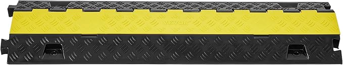 VEVOR 5 PCs TPU Cable Protector Ramp - Heavy Duty 2-Channel Speed Bumps for Road, Odor-Free Eco-Friendly TPU with TPR Cover, for Driveway, Hose, Floor Cord Cover, 22,000 lbs/Axle Capacity