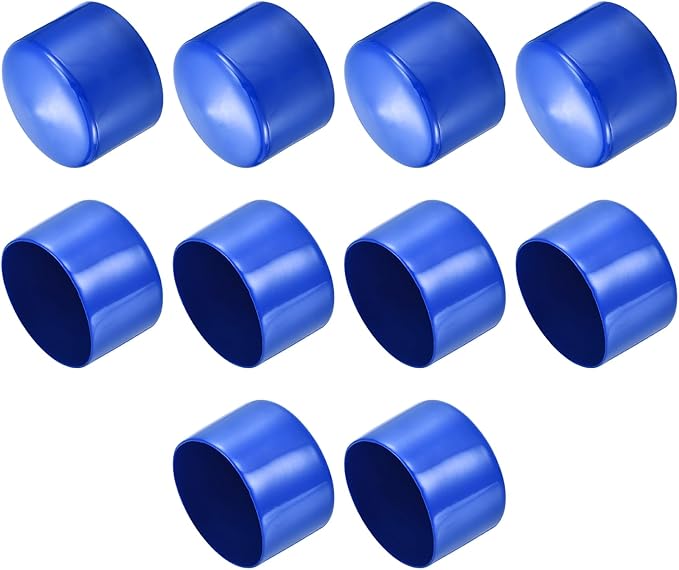 uxcell 10pcs Rubber End Caps 60mm(2 3/8") ID Vinyl Round End Cap Cover Screw Thread Protectors Blue