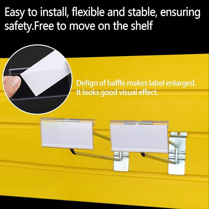 80pcs Plastic Label Holder Retail Sign PVC Clear Shelf Label Holder on Hook (Includes 100 Pieces Label Inserts) (1.65H*3.15L inch / 4 * 8 cm)