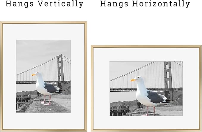 Frametory, 16x20 Metal Picture Frame with Mat for 11x14 Picture & Real Glass, Aluminum Photo Frame Collection (Gold, 2 Pack)