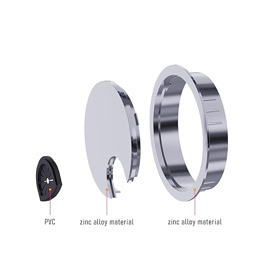 2 Pack Desk Grommet 2-3/8 Inch 60mm, Zinc Alloy Computer Desk Wire Hole Cover, Office Desktop Cord Cable Hole Metal Ring, Bright Silver