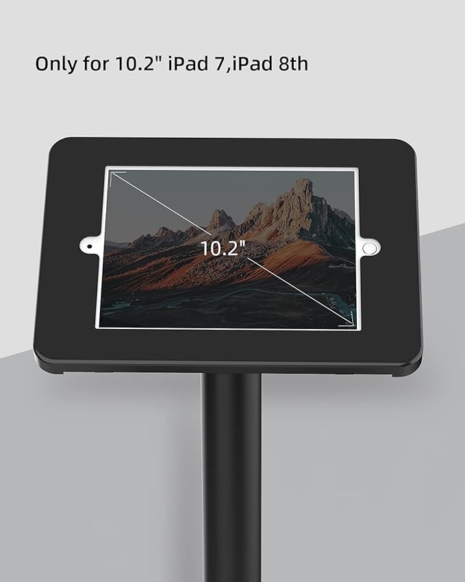 Tablet Floor Stand - 360 Swivel Compatible with 10.2" iPad 7 8 9 Gen, Anti-Theft, Key Lock, All Metal Floor Kiosk Stand