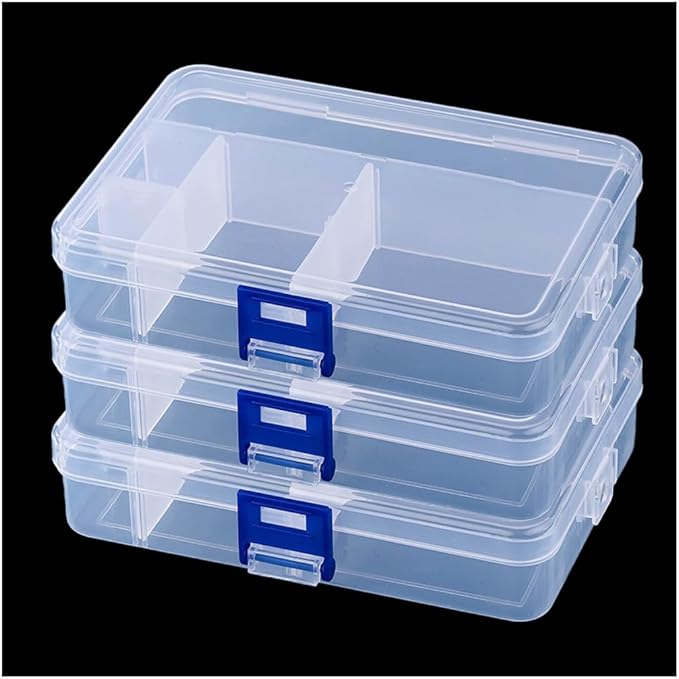 3pcs Clear Storage Small Parts Organizer Box Storage Bin With Dividers Multi Compartment for Beads Art DIY Tackle Box Organizer (5 - compartment sewing box)