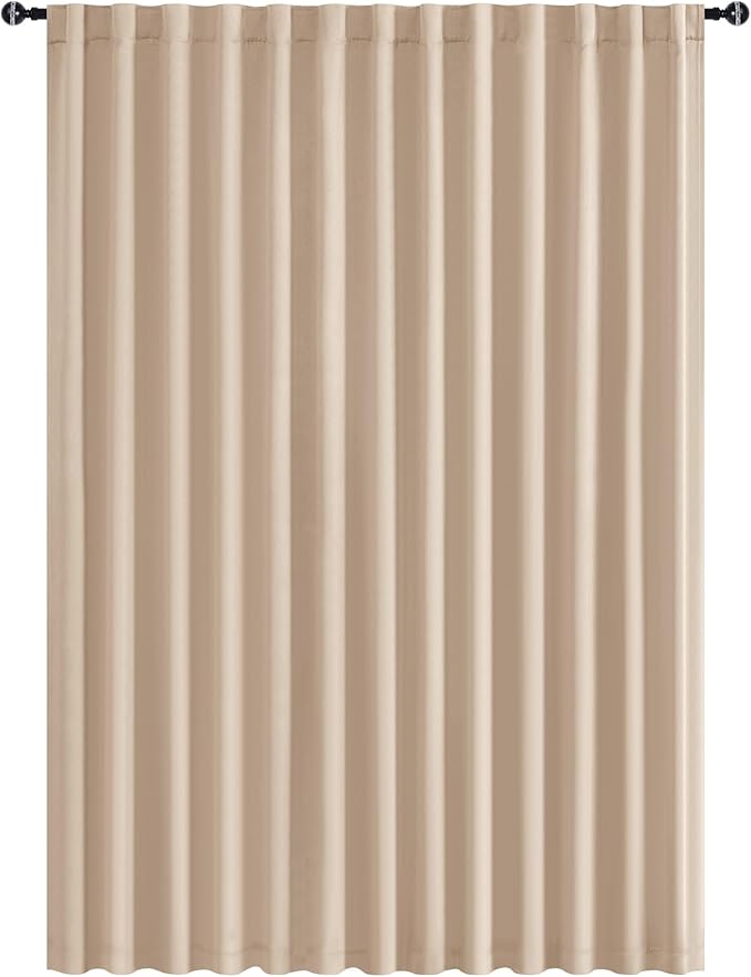 Hiasan Patio Sliding Door Room Divider Curtain Privacy Blackout Thermal Insulated Curtains with Back Tab & Rod Pocket for Bedroom Partition, Living Room Shared Office(100 x 96 Inches, Beige)
