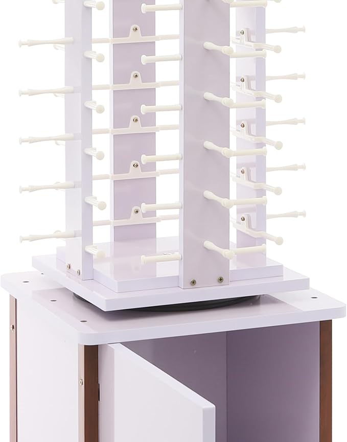 Sunglasses Display Stand, 72 Pairs Wooden 360° Rotating Sunglass Eyeglass Holder Organizer, Glasses Hanger Storage Rack for Retail Commercial Display, L14.2*H66.1in, White