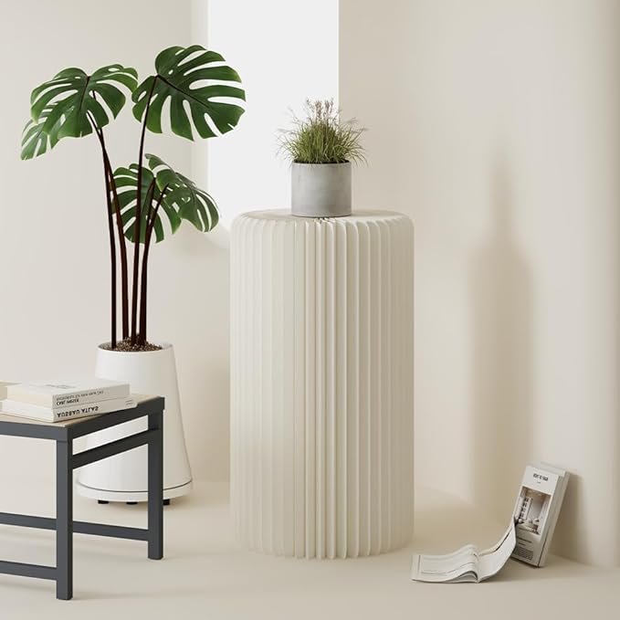Cylinder Stands for Party,White Paper Display Stand,Reusable,Waterproof and Foldable Cylindrical Pedestal,Suitable for Event Scenes such as Parties and home Decoration,Bearing 660 Pounds