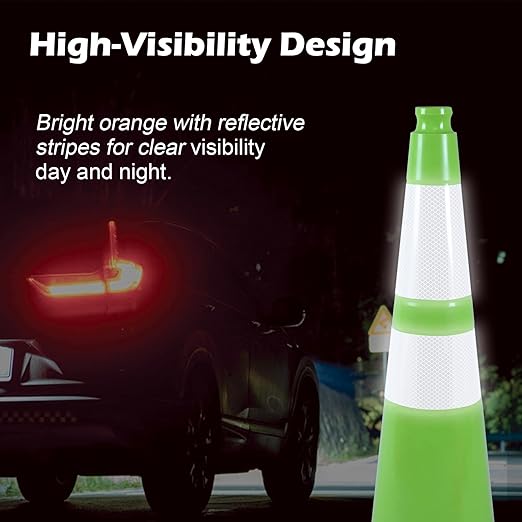 OranclUS 360 Pack 28" Green Traffic Cones with Black Base – Heavy Duty Bulk Traffic Safety Cones for Construction, Commercial, and Public Events (360, Green, 28 Inch)
