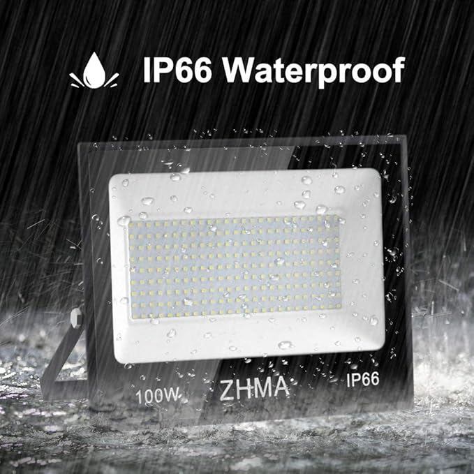 100W Flood Lights Outdoor,9000LM LED Work Light with Plug and Switch-IP66 Waterproof Bright Security Lights-6500K White Light,for Yard,Garden,Playground,Backyard,Garage,Lawn