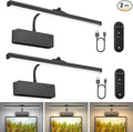 Lightbiz Picture Light 2 Pcs, 15.35inch 5400mAh Rechargeable Picture Lights for Wall Battery Operated Wall Lights with Remote, 3 Colors Paintings Light Dimmable Art Light for Artwork, Gallery (Black)