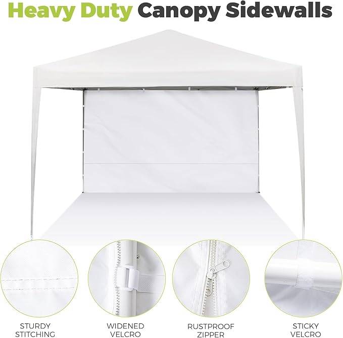 Instant Canopy Sidewalls for 12x12 Pop Up Canopy Tent, 300D Waterproof Material for Outdoor Events, Vendor Booths, and Privacy (Sidewalls Only, Canopy Not Included)(White, 12x12ft-4pcs)