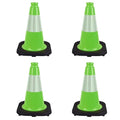 4 Pack 12 Inch Green PVC Traffic Cones Black Base Stable Durable, Sport Training Soccer Practice Kids Activities Markers Indoor Outdoor Use (4, Green, 12 Inch)