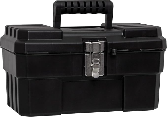 Akro-Mils 09514 ProBox 14-Inch Plastic Toolbox for Tools, Hobby or Craft Storage Toolbox with Removable Tray, 14-Inch x 8-Inch x 8-Inch, Black, 6-Pack