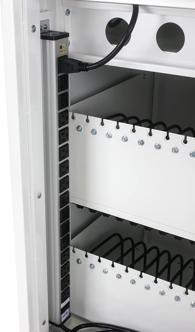 Laptop and Tablet Charging Cart, 35 Unit Device Mobile Charging Station for Chromebook, Tablet, Laptop, with Charging Port Screen Size Up to 16.3", Suitable for Office, Classroom, etc (Antique White)