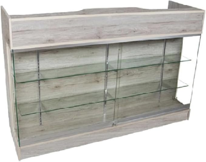 Only Hangers Barnwood Series Display Showcases and Retail Store Checkout Counters (Barnwood Ledge Counter with Glass Display, 6 Feet)