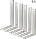 Floating Shelf Bracket Stainless Steel 8 Inch, 6 Pack Heavy Duty Shelf Brackets, Wall Shelf Bracket for DIY Decorative with Mounting Hardware