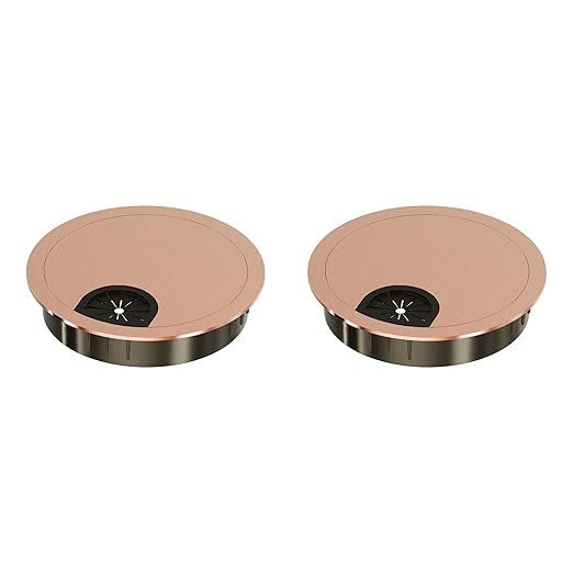 2 Pack Desk Grommet 2 Inch 50mm, Zinc Alloy Computer Desk Wire Hole Cover, Office Desktop Cord Cable Hole Metal Ring, Red Bronze