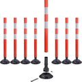 8 Pack Traffic Delineator Post Cones, High Visibility 3M Reflective Tapes, Flexible Spring Post with Detachable Base, for Highway Road Safety, Garage, Parking Lot (Orange, 36")