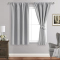 JIUZHEN Blackout Curtains for Bedroom - Thermal Insulated Noise Reducing Privacy Short Curtain for Bathroom Living Room, Set of 2 Panels with Tiebacks, 42 x 45 inches Long, Silver Grey