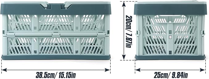 Domiella 2-Pack Foldable Storage Baskets, Collapsible PP Crates with Handles - 20L Capacity, Strong and Portable for Home Organization, Picnic and Shopping, Blue