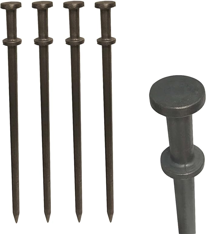 Double Head Tent Stakes - Heavy Duty Steel Tent Stakes, Versatile Ground Spikes to Anchor Commercial Inflatables, Party Tents, and Outdoor Camping Shelters, 3/4 x 12 Inch, 25-Pack